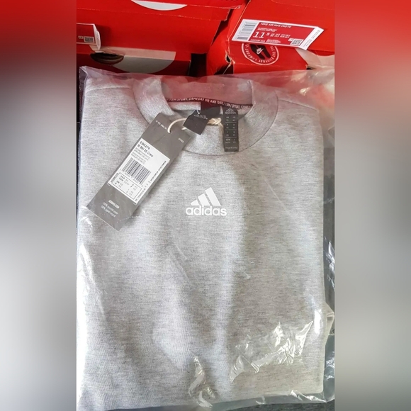 ADIDAS ESSENTIALS FLEECE SWEATSHIRT HEATHER GREY MEN'S SIZE XL BRAND NEW IN BAG - Picture 7 of 9